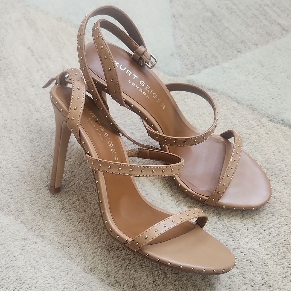 Kurt Geiger Tan Stiletto Heels with Ankle Strap - Like New
